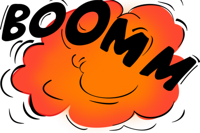 Comic Boom Explosion Onomatopoeia Bomb Japanese Sound Symbolism Comics Orange Text Smile Explosion O