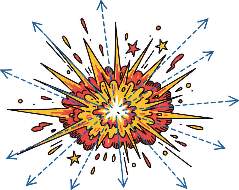Comic Impact line-doodle comic book explosion with direction lines Cartoon Explosion Style Transpare