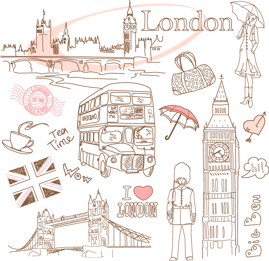 Comic Dynamic London tourist spot London Paris Drawing London Comics love furniture text Retro Comic