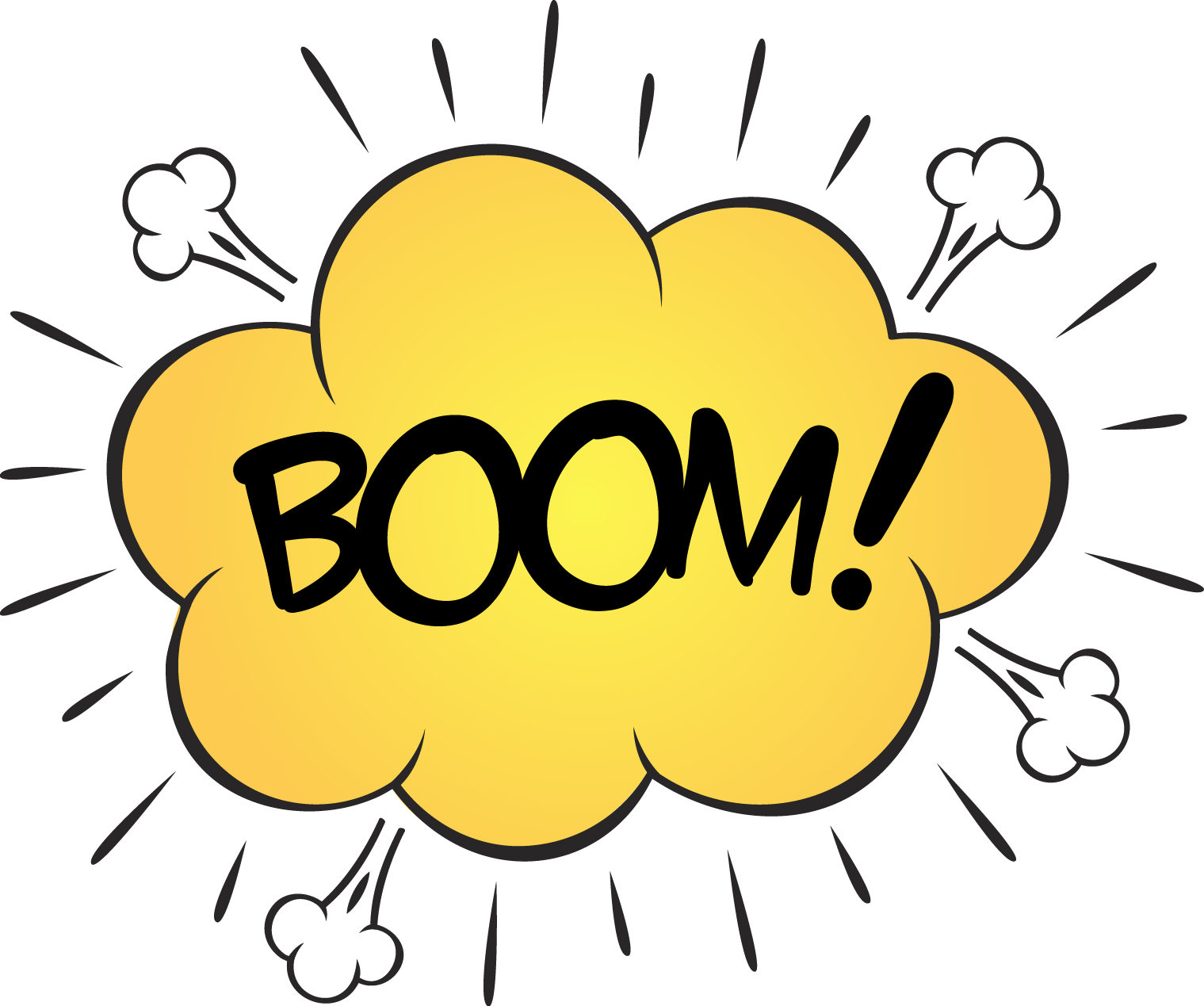 Comic Action yellow and black boom! text illustration Cloud BOOM Comic Explosion comics text comic B