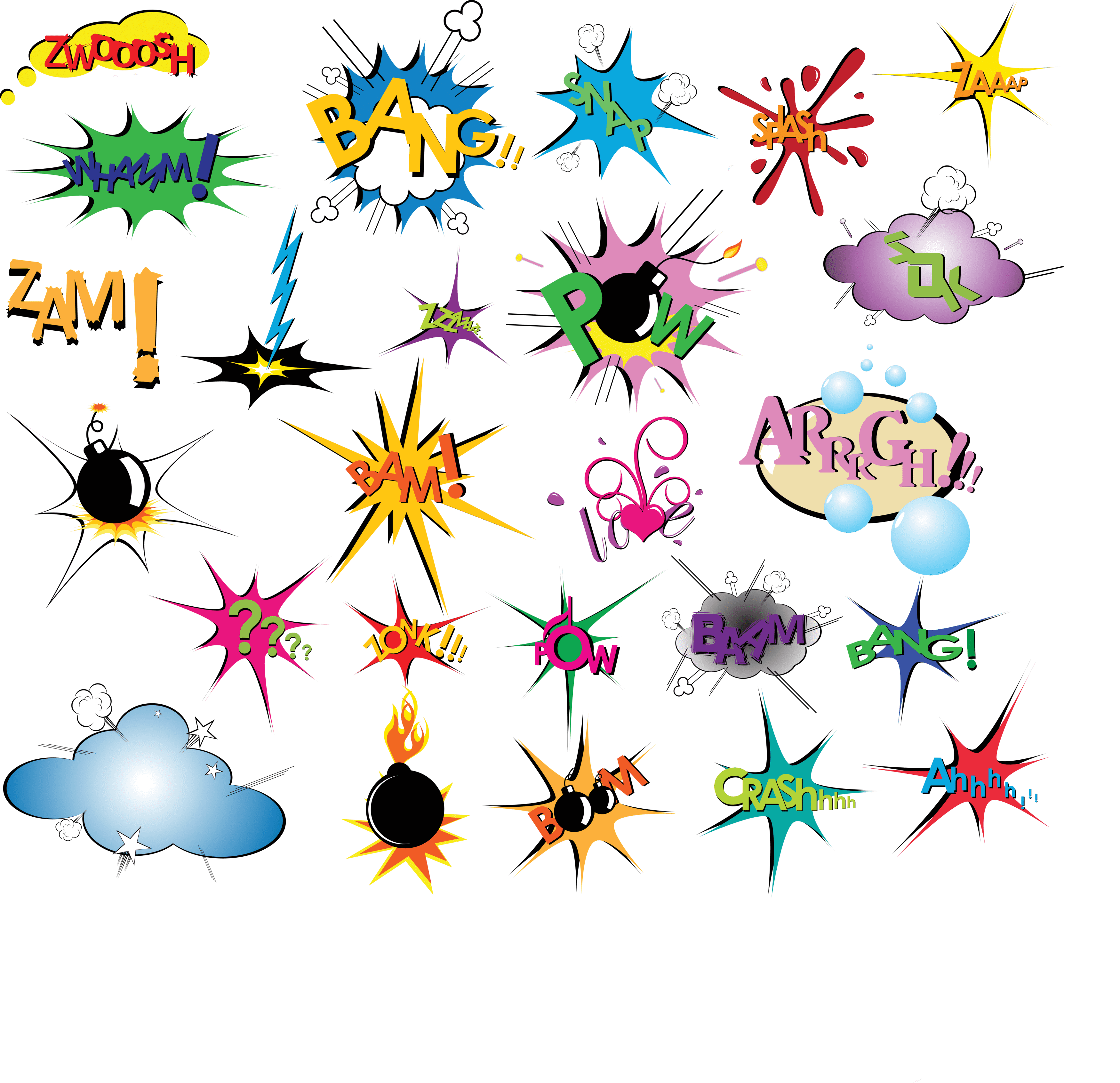Comic Pow comic dialog explosion cloud Action Impact Effect Transparent PNG