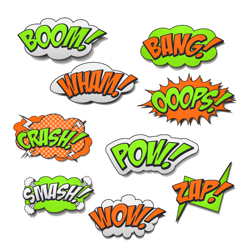 Comic Pow Comic style language comics english text Action Impact Effect Transparent PNG