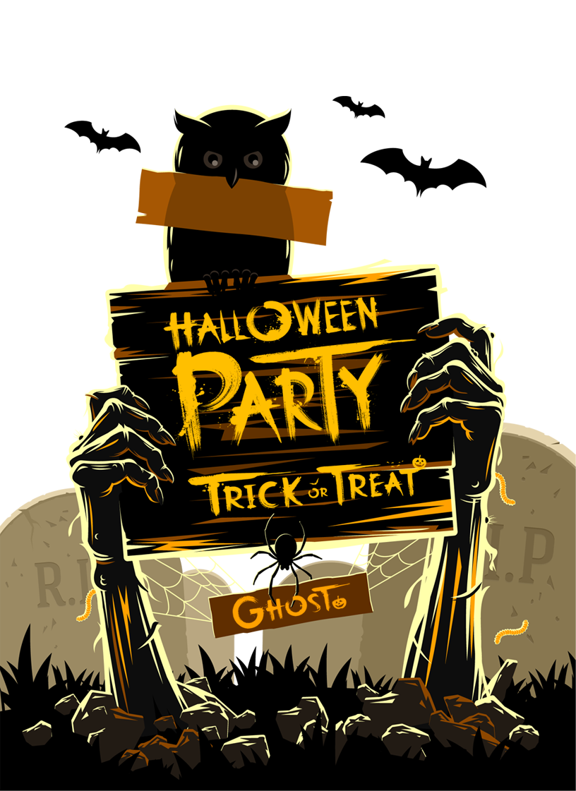 Halloween Costume party Illustration Halloween happy Halloween label poster Creepy Halloween