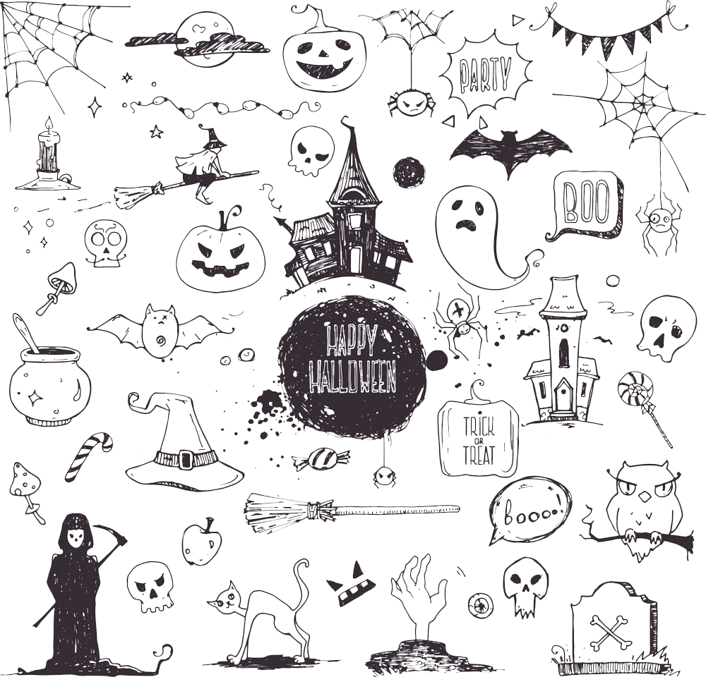 Halloween Drawing Illustration Creative hand-painted Halloween watercolor Painting text hand