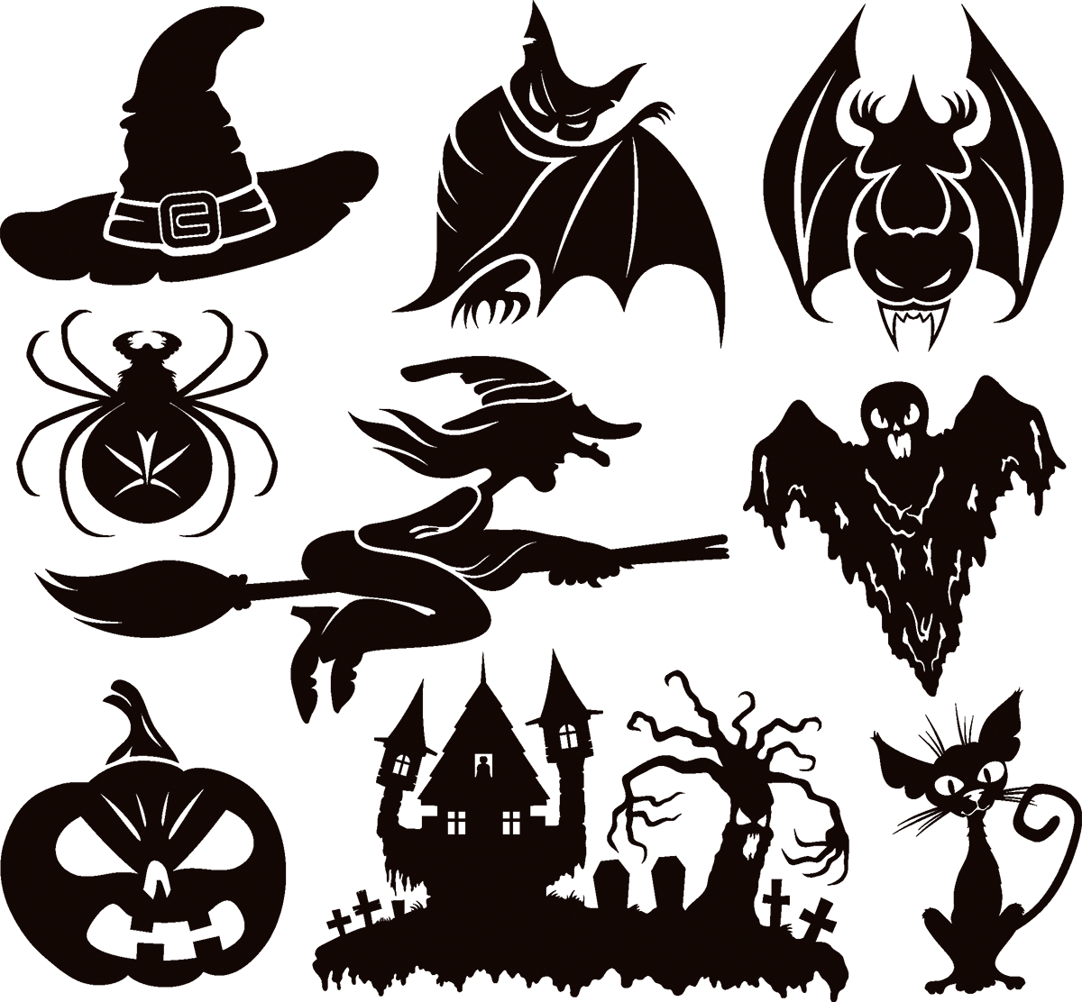 Halloween Halloween elements festive Elements monochrome silhouette Halloween Celebration Desig