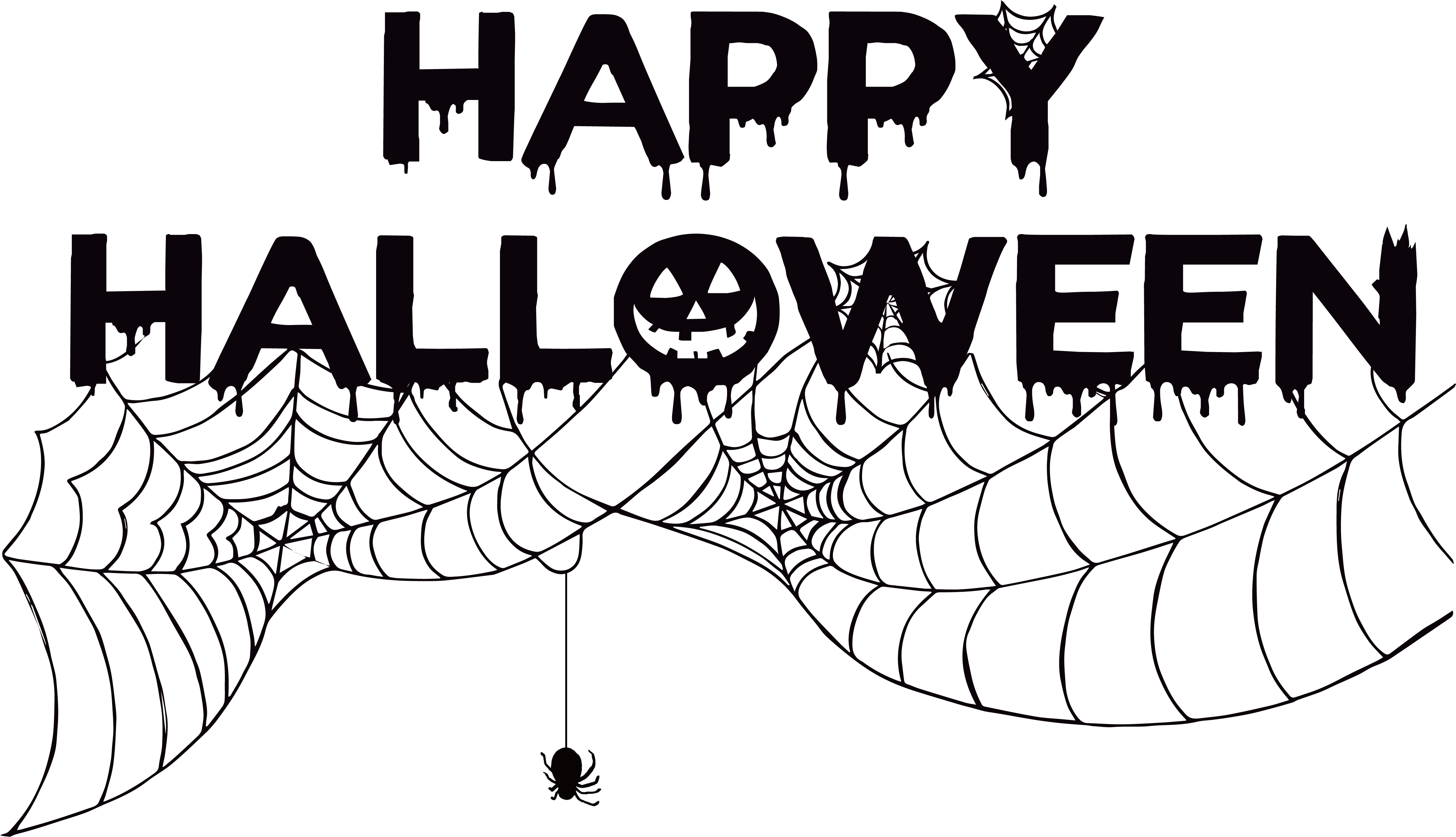 Happy Halloween lettering Halloween card Spider net Halloween art word angle text atmosphere