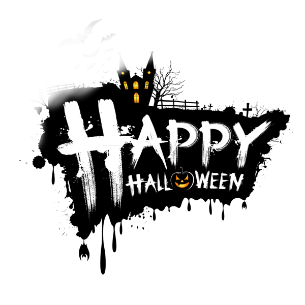 Happy halloween black white halloween Halloween Themed Decoration Transparent PNG for Halloween