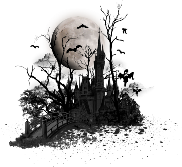 Haunted house Ghost halloween trip branch computer Wallpaper monochrome Halloween Themed Decora