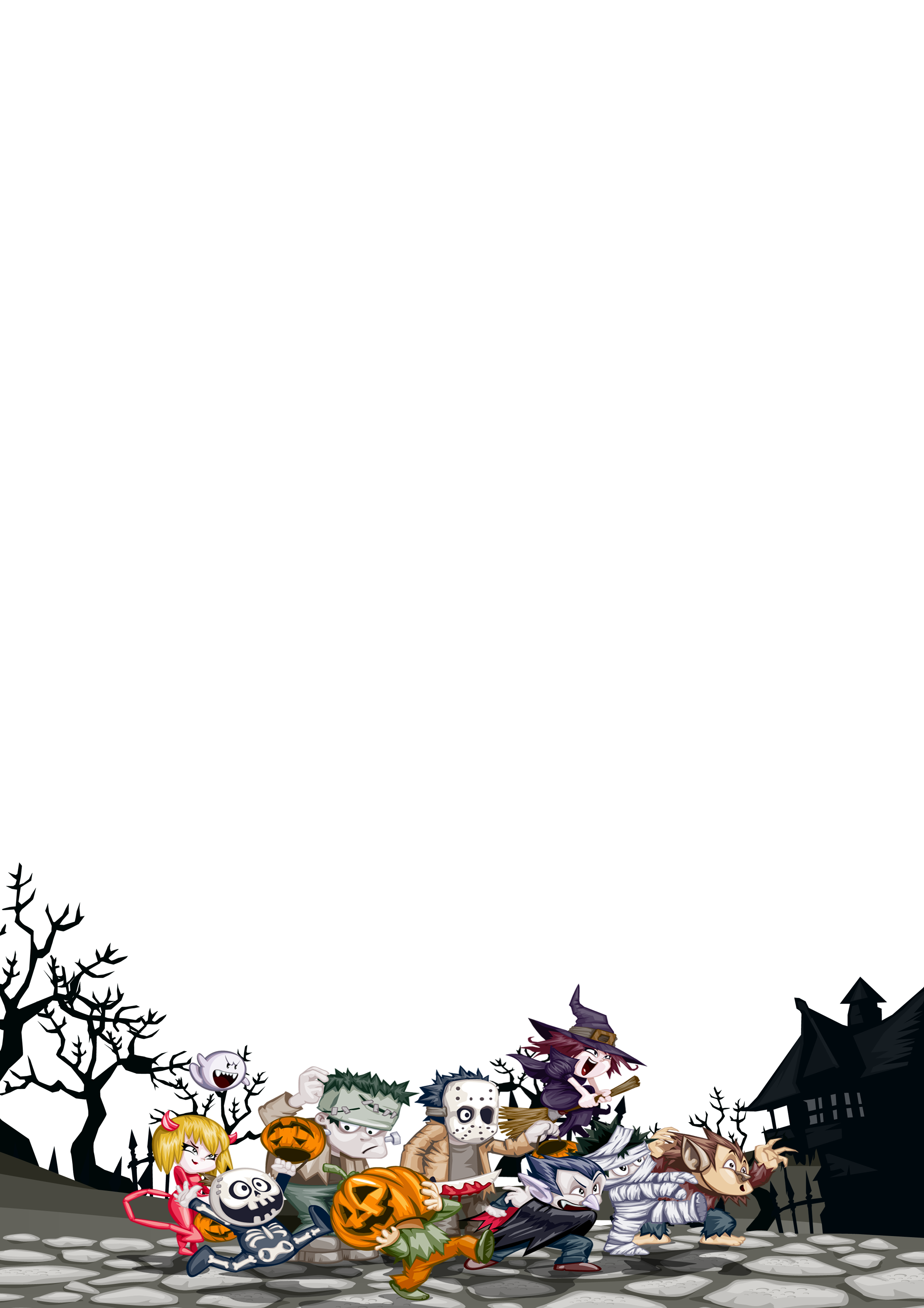 cartoon character illustration Halloween Poster Halloween background template happy Halloween