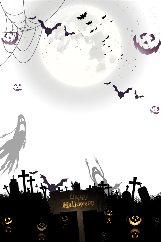 Ghost and bats during full moon illustration Halloween Party Halloween night happy Halloween