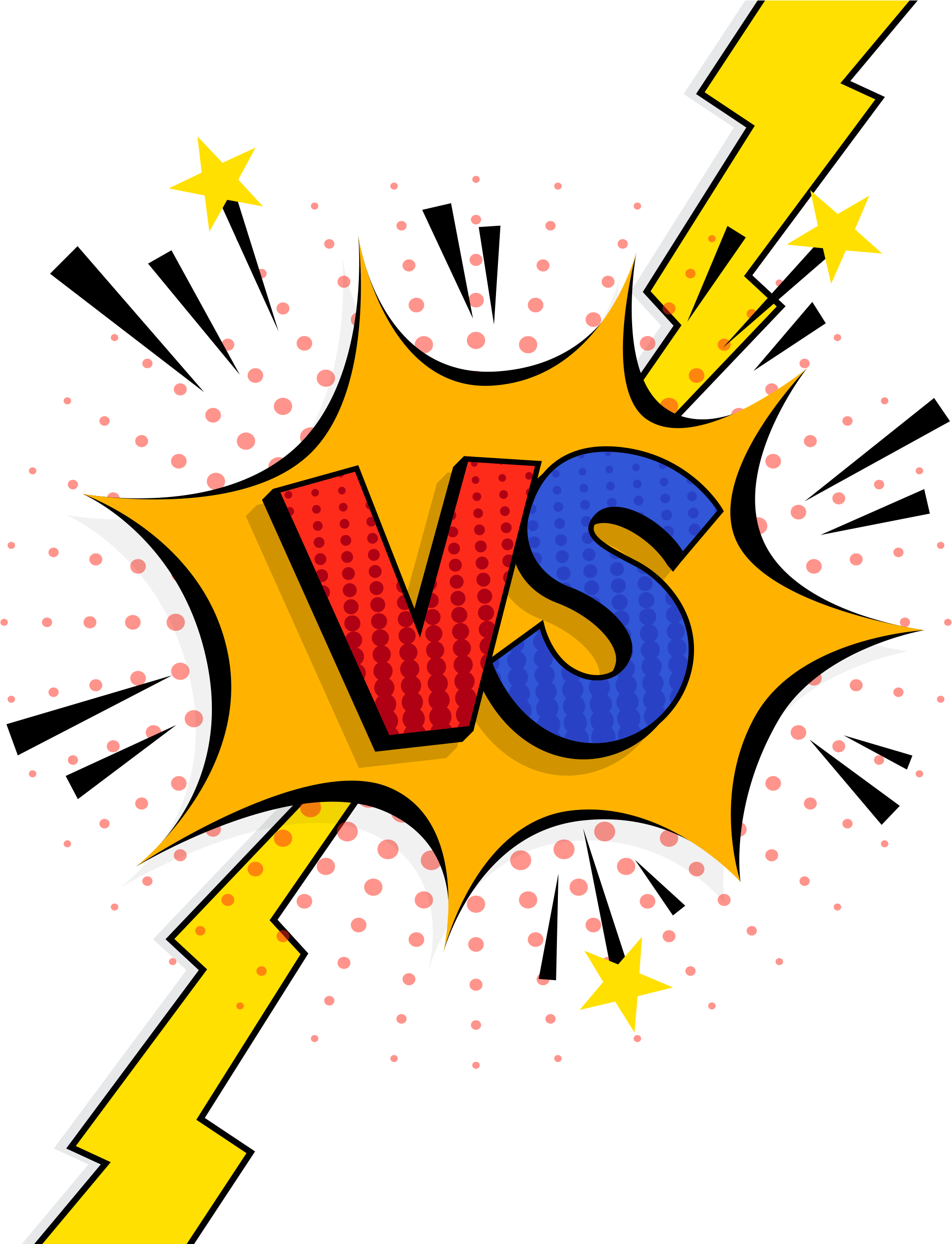 Red vs Blue Comic Battle Free PNG with Transparent Background