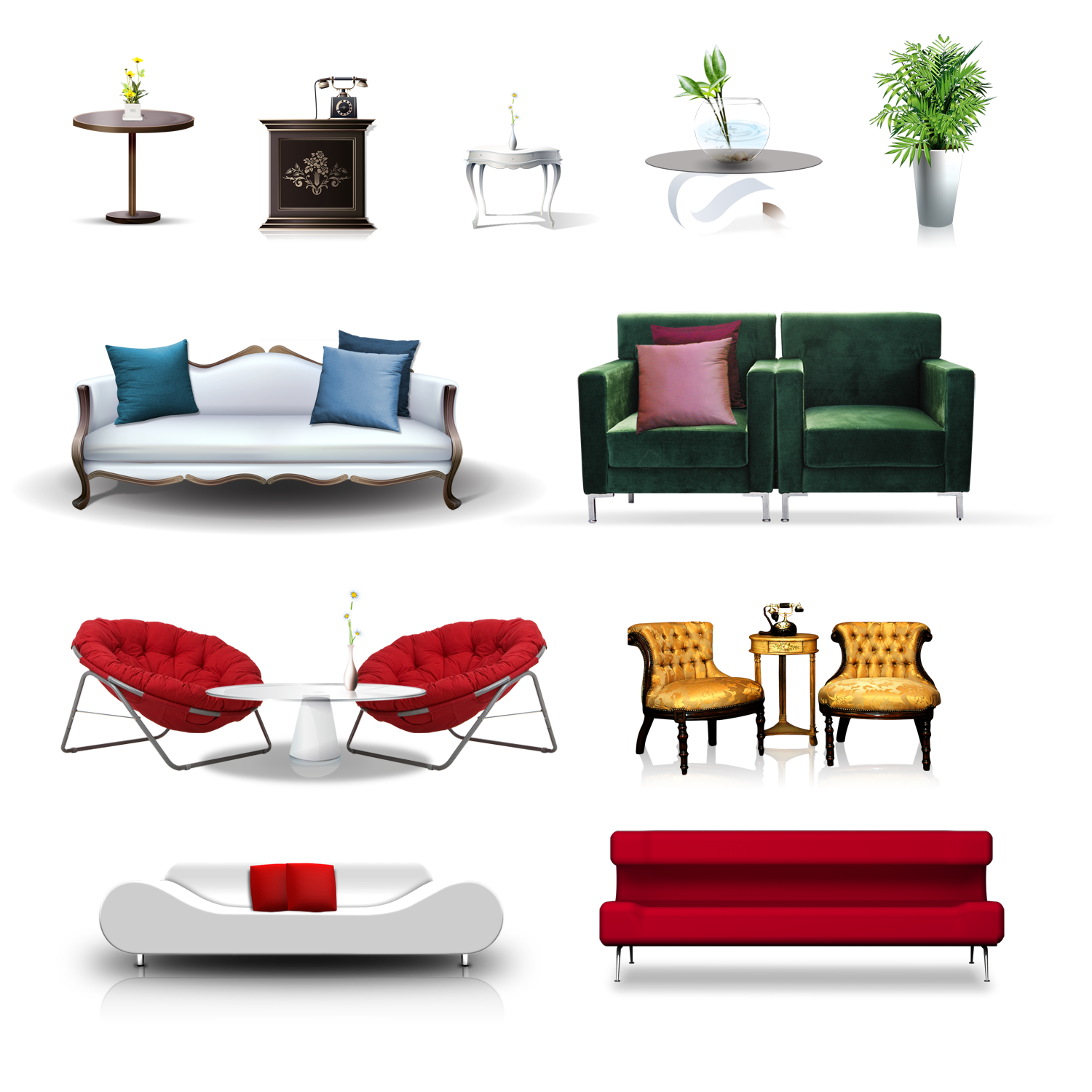 Several livingroom set illustrations Table Furniture Living room Chair Furniture angle interior Desi