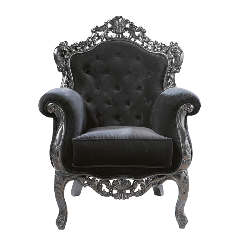 Chair Furniture Living room Fauteuil Black Seat black Hair black White room Transparent PNG for Inte