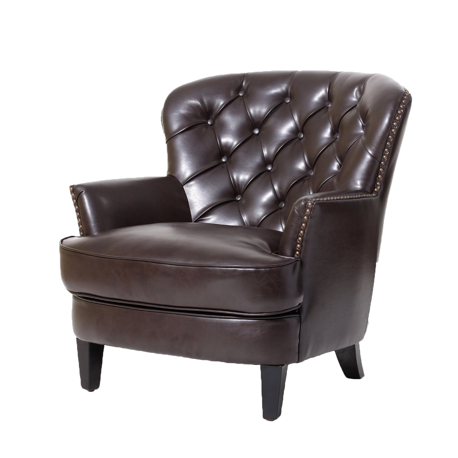 Tufted brown leather padded tub chair Couch Club chair Leather Furniture sofa brown sofa sofa Vector
