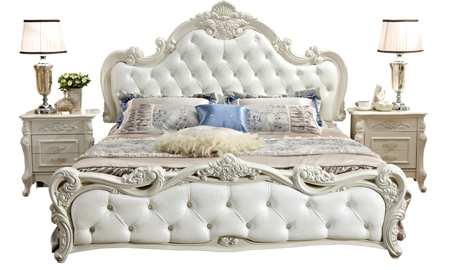 White wooden bed frame Nightstand Bed Furniture Room Furniture mattress fine couch Transparent PNG f