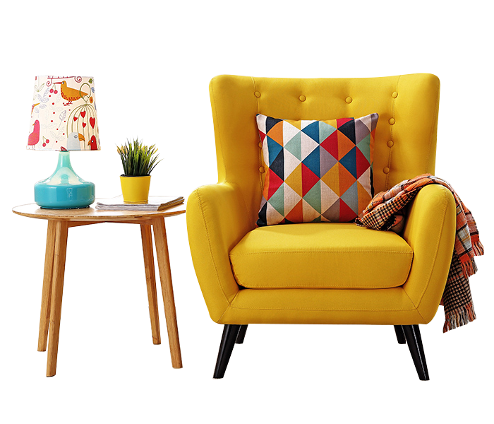 Window Living room Curtain Couch Furniture American simple casual single modern sofa tufted yellow l