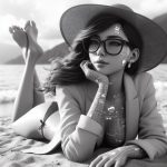 A Smart Women Relax in the Beach (Ai images)