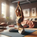 Girl doing yoga in the room (Ai Created)