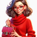 Cartoon woman in red sweater Ai Created